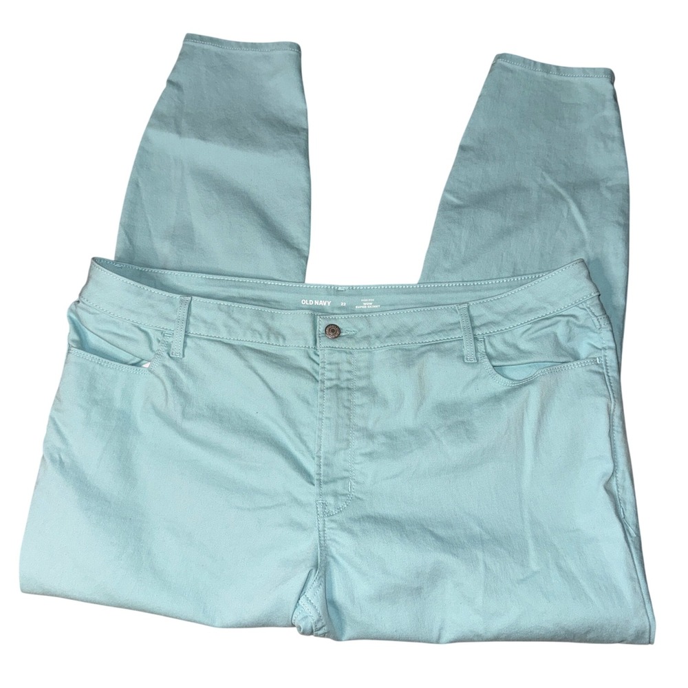 Old Navy High Rise Wow Super Skinny Pants Women Size 22 Aqua Blue‎ Cropped